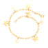 The "Butterfly and Flowers Charm Bracelet Anklet Figaro link chain" is a beautifully crafted piece, featuring butterfly and flower pendants with a 14k gold-filled finish. It includes a Figaro link chain and a lobster claw clasp for an elegant design and is free from lead and nickel to ensure comfortable wear.